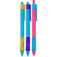 Ручка авт. масл. шар. deVENTE 5070001 синяя,0,7мм,ультрагл. письмо,трёхгр.корп.,кауч.держ.,корп.асс.