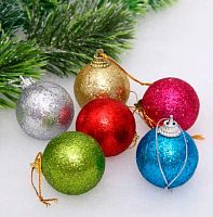 Игрушка ел. "Шар  4см" (6шт) "Блестящее напыление" 652-010 микс