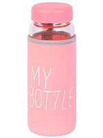 Бутылка д/воды Миленд "Моя бутылка" стеклянная,розовый (в чехле) УД-2707