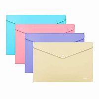 Папка-конверт на кнопке А4 EK "Diagonal Pastel" 50322 непрозр.,асс.,180мкм