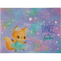 Папка-конверт на кнопке А5 deVENTE "Dance Fox" 3079305 п/прозр.с рис.,искрящ.фактура,180мкм