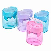 Точилка с контейнером 2отв. ХАТ "NEWtone Dual" 067115 пластик.,с крышкой,асс.