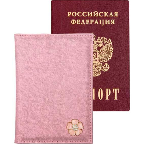 Обложка д/паспорта deVENTE "Cherry Blossom" 1030487 кож.зам.,поролон,10*14см,брошь,отд.д/виз.