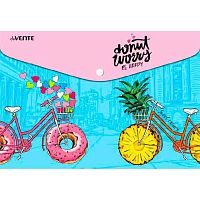 Папка-конверт на кнопке А4 deVENTE "Sweet cruiser" 3071120 непрозр.с рис.