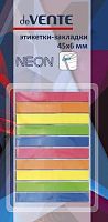Набор самокл. этикеток-закладок deVENTE 45*6мм 2011601 полупрозр.пластик неон 10*25л. картон. блист.