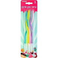 Набор свечей д/торта deVENTE "Dexterous" 9060321 (6свечей),пастел.цв.,17*0,38см,с держ.,карт./блист.
