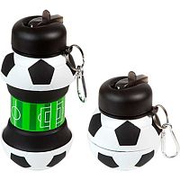 Бутылка складная 550мл deVENTE 8090482 чёрно-белая,силик.,с караб.,пласт.крышка,поильн.