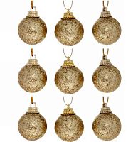 Игрушка ел. "Шар 3см." (9шт) "Блестящее напыление" 201-0527 золото