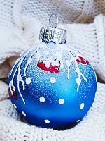 Шар КОЛОМЕЕВ ВС "Рябина в снегу" КУ-60-204096/п стекло, 6см,подар.уп.