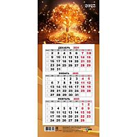 Календарь настенный 2025г. КВ "Денежное дерево" 8577 мини-трио 108*245мм с магнит.креп.