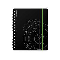 Тетрадь 80л. (клетка) EK пластик.обл. спираль "Draft чёрный" 49781 резинка