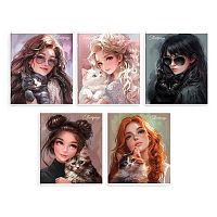 Тетрадь 48л. (клетка) ФЕНИКС "Красотка с котиком" 68547 выб.твин-лак,,мел.карт.асс.