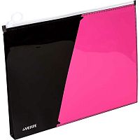 Папка на молнии А4 deVENTE "Monochrome" 3072321 глянц.,неон.розовая,с расш.25мм,карм.,180мкм