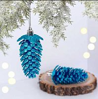 Игрушка ёлочная "Шишки блестящие.Таинственное очарование" 916-1911 голубой,9см (набор 2шт)