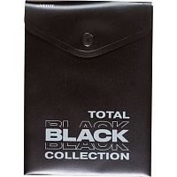 Папка-конверт на кнопке А6- deVENTE "Total black" 3071334 непрозр.чёрная с рис.,180мкм
