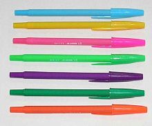 Ручка шар. BEIFA AA110B "Яркое цветное ассорти" синяя антискольз.корпус яркий асс.