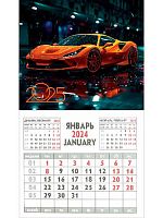 Календарь настенный 2025г. Проф-Пресс "Авто и дождь" КМ-9567 магнит.,склейка,офс.80г/м2