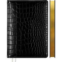 Ежедневник 2026г. А5 168л. deVENTE кож.зам. "Wild" 2232614 чёрный,зол.срез,крем.бум.,подар./к