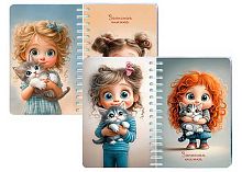 Записная книжка А6  80л. АППЛИКА спираль Перевертыш "Девочки-милашки" С1226-62