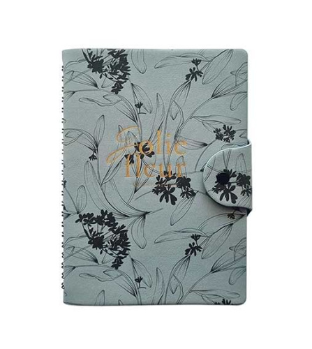 Бизнес-тетрадь А5  96л. INFOLIO спираль "Fleur" I1771/grey кож.зам.,клетка,на кнопке