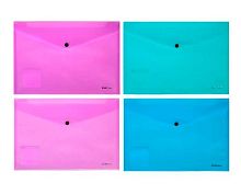 Папка-конверт на кнопке А4 EK "Fizzy Vivid" 47043 п/прозр.,пластик,140мкм,асс.