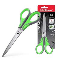 Ножницы 18см EK "Megapolis" 44888 серо-зелёные,блист.