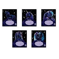 Тетрадь 18л. (клетка) EK "Black Unicorn" 63272 выб.уф-лак,асс.