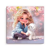 Блокнот 10,5*10,5см  48л. ФЕНИКС Notebook "Блондинка с собачкой" 70120 в точку,тв.обл.,глянц.лам.