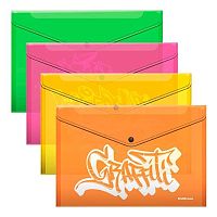 Папка-конверт на кнопке А4 EK "Graffiti" 55161 пластик,180мкм,асс.