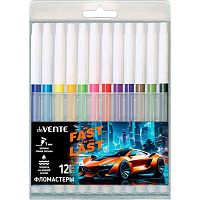Фломастеры 12цв. deVENTE "Fast Or Last" 5081522 невент.колп.,пластик.блист.