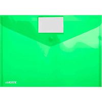 Папка-конверт на кнопке А4 deVENTE 3079335 п/прозр.,зелёная,180мкм,карм.д/визит.