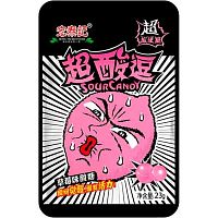 Леденцы супер кислые  23гр. Sour Candy Extra Sour "Клубника" 9070405 пластик.пакет,подвес (DeV)