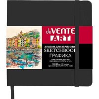 Скетчбук А6  80л. deVENTE тв.обл. "Art" 2134410 чёрный,кож.зам.,крем.бум.140 г/м2