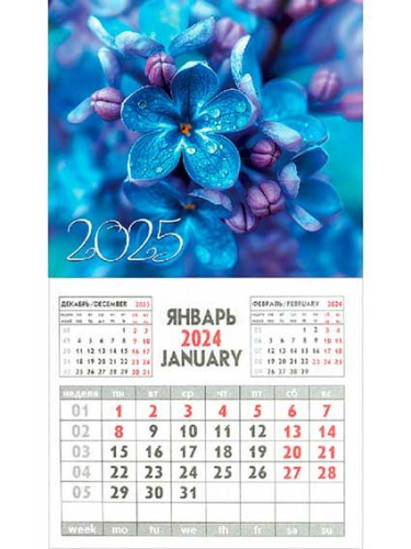 Календарь настенный 2025г. Проф-Пресс "Яркие цветы-7" КМ-9572 магнит.,склейка,офс.80г/м2