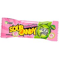 Леденцы кислые  12гр. Sour Candy Mini "Клубника" 9070408 пластик.пакет,подвес (DeV)