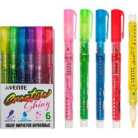 Маркеры акрил.  6цв. deVENTE 5044306 с блёстками,3кругл.,пулевидн.1,5мм,пластик.уп.