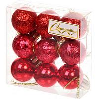 Игрушка ел. "Шар  3см" (9шт) "Микс фактур" 652-342 красный