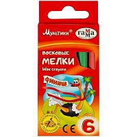 Мелки восковые  6цв. ГАММА "Мультики" 2131018_01_28 круглые,е/подвес