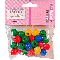 Бусины deVENTE 8001018 дерев.,25шт,13*13мм,цв.асс.,пластик.пакет,е/подвес