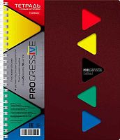 Тетрадь 96л. (клетка) ХАТ пластик.обл. спираль "Progressive Metаlliс Бордо" 03406 раздел.