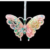 Игрушка ел. ЛЬДИНКА "Бабочка" 253357 акрил,10см,прозр./розов.блёстки