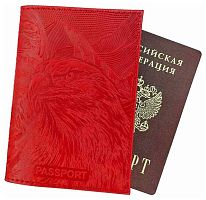 Обложка д/паспорта ИМИДЖ Орёл 1,2-044-201-0 натур.кожа,красн.,тисн.по коже