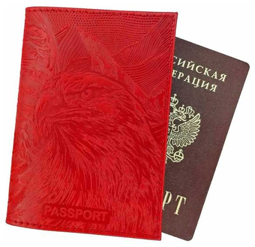 Обложка д/паспорта ИМИДЖ Орёл 1,2-044-201-0 натур.кожа,красн.,тисн.по коже