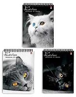 Блокнот А7  40л. АЛЬТ спираль "Кошачий взгляд" 3-40-007 клетка,лам.карт.,асс.