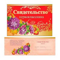 0.3100018 Свидетельство первокл. А5 (Праздник)