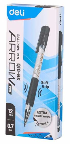 Ручка шар. DELI "Arrow" EQ10-BK (1204735) чёрная,0,7мм,корп.серый