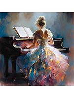 УЦЕНКА Раскраска по номерам с зол. поталью Рыжий кот 40*40см "Пианистка" Х-4223 (30цв.)