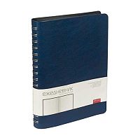 Ежедневник п/д А5 208л. BV кож.зам.спираль "Orbit" 3-159/02 синий,сереб.срез,подар.уп.