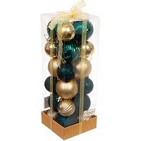 Набор ёлочных шаров "Christmas" 5см + 4см (24шт) 201-3169 изумруд/золото