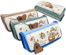 Пенал-косметичка INTELLIGENT "Капибара" DL-301 ткань,1отд.,брелок,асс.